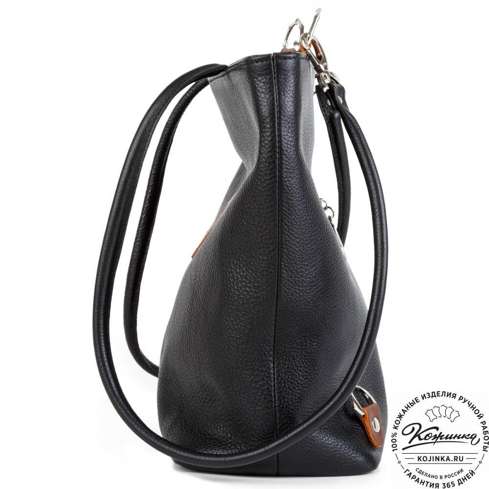 Женская кожаная сумка-трансформер "Валентино" (черная)